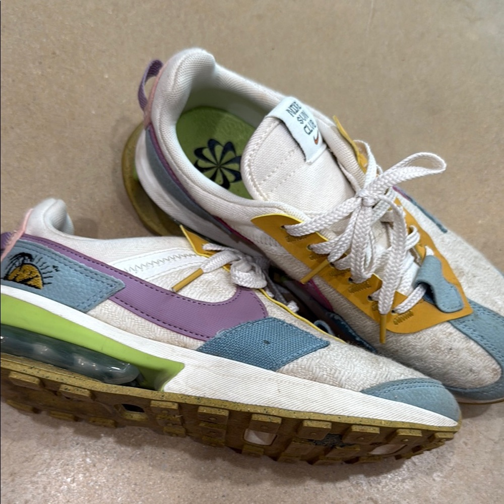Nike Women’s Sneakers Cream Purple Blue Yellow Green Accents
